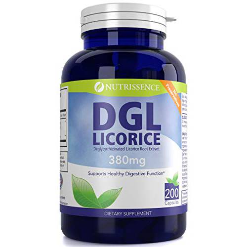 DGL Licorice 380mg 200 Capsules - Deglycyrrhizinated Licorice Root Extract - Nutrissence by Nutrissence