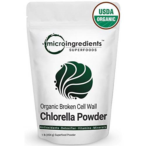 Organic Chlorella Powder, 16 Ounce (1lb), Broken Cell Wall, Rich in Vegan Proteins & Vitamins, Raw, Bulk Premium Chlorella Supplement, Vegan Friendly, Non-Irradiation