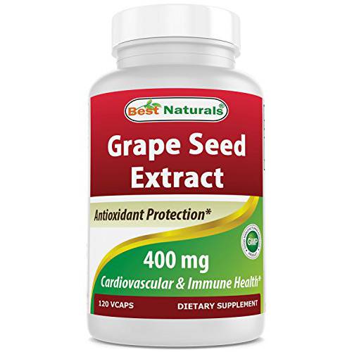 Best Naturals Grape Seed Extract 400 mg Veggie Capsule, 120 Count