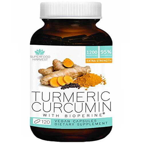 Organic Turmeric Curcumin with Bioperine - 1200mg ( 120 Capsules ) - Premium Joint & Healthy Inflammatory Support - Non-GMO , Made in The USA