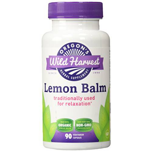 Oregon’s Wild Harvest, Certified Organic Lemon Balm, Herbal Supplement for Stress Reduction and Relaxation, 1125 MGS, 90 Ct