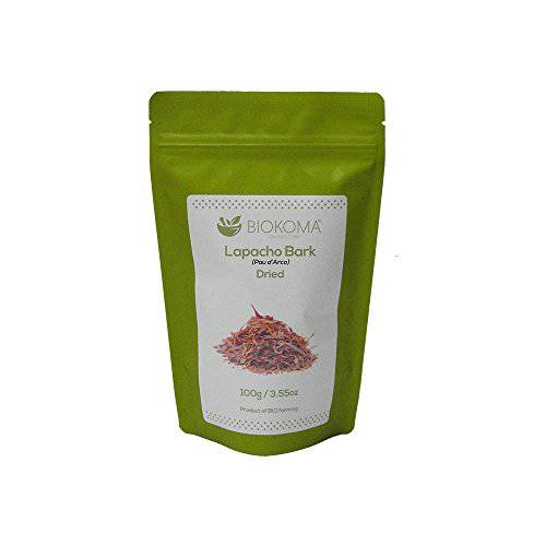 Pure and Natural Biokoma Lapacho Bark (PAU d’Arco) Dried Herb 100g (3.55oz) in Resealable Moisture Proof Pouch