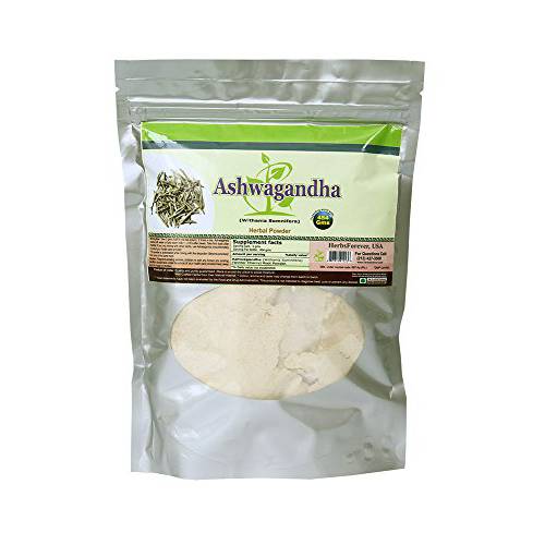Herbsforever Certified Organic Ashwagandha Powder (Root)(Withania Somnifera),(Stress Relief Herb) Immunity Booster,16 Oz, 454 gms,2x Optimum Potency.