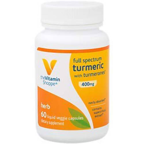 The Vitamin Shoppe Full Spectrum Turmeric with Turmerones 400MG, Easily Absorbed, Contains Supercritical Extract, Supports Joint Mobility (60 Liquid Capsules)