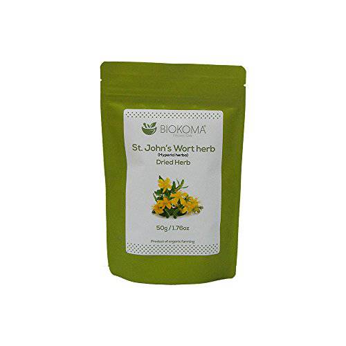 Biokoma Pure and Organic St. John’s Wort Dried Herb 50g (1.76oz) in Resealable Moisture Proof Pouch