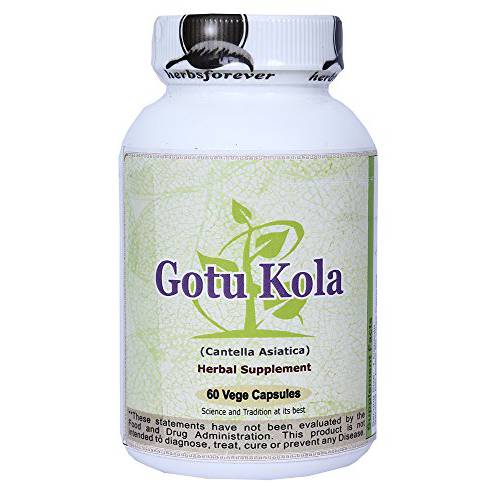 Herbsforever Gotu Kola Extract Capsule (Centella Asiatica) Whole Plant (Ayurvedic Stress Relief Supplement), Concentrated Extract Ratio (20:1), 60 Vege Capsules, 800 Mg Each