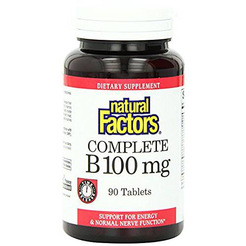 Natural Factors, Complete B 100 mg, Time Released Support for a Healthy Mood, Energy Levels, Skin, Hair and Vision, 90 tablets (90 servings)