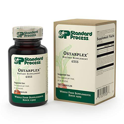 Standard Process Ostarplex - Whole Foods Bone Health and Bone Support, Liver Support with Betaine Hydrochloride, Soy Protein, Arrowroot Flour, Ammonium Chloride, Alfalfa, and More - 90 Capsules