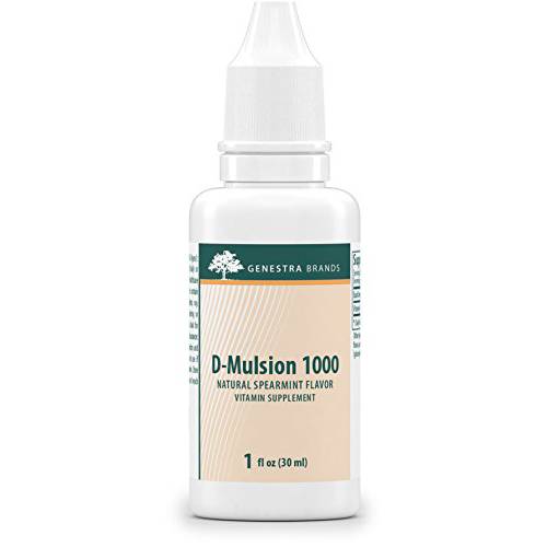 Genestra Brands D-Mulsion 1000 | Supports Cardiovascular Health, Bones, and Immune Function* | 1 Fl Oz | Natural Spearmint Flavor