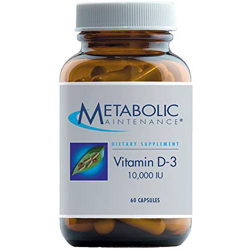Metabolic Maintenance Vitamin D-3 10,000 IU - Superior Absorption D3 with Vitamin C - Bone, Immune, Mood + Cardiovascular Support Supplement, No Fillers (60 Capsules)