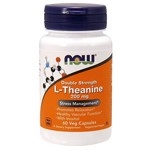 Now Foods, L-Theanine 200 Mg, Veg-Capsules, 60-Count (Pack of 2)