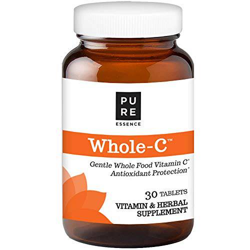 Pure Essence Labs Whole-C Whole Food Vitamin C - Best Immune Support - Organic & Nature Vitamins - Immunity Booster & Dietary Supplements (30 Tablets)