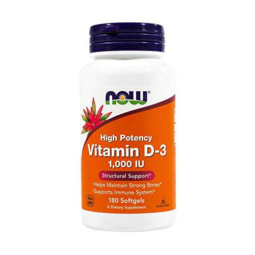 Now Foods - Vitamin D3-1000iu (180 softgels) 2 PACK