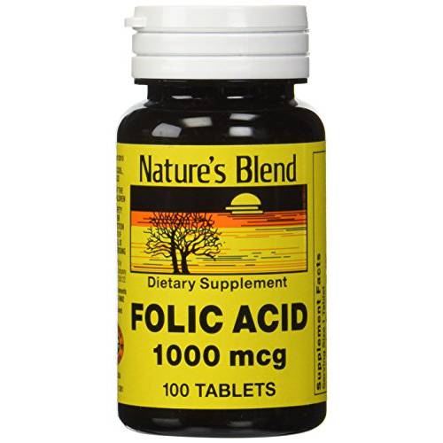 Nature’s Blend Folic Acid 1000 mcg 100 Tablets