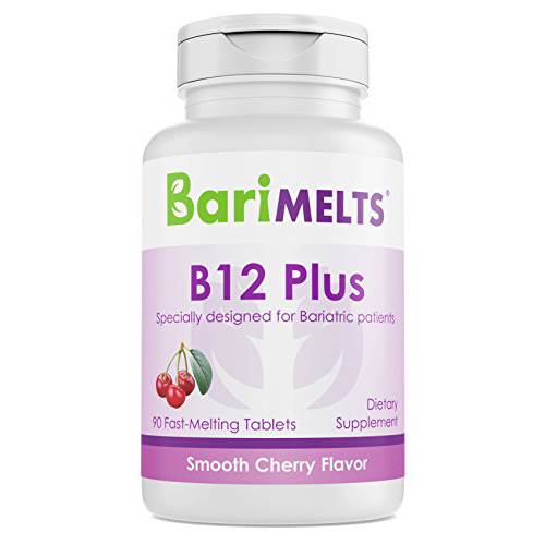 BariMelts B12 Plus, Dissolvable Bariatric Vitamins, Natural Cherry Flavor, 90 Fast Melting Tablets