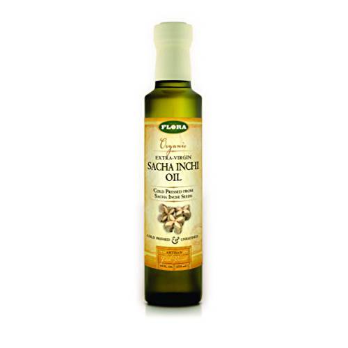 Flora - Organic Sacha Inchi Oil, Unrefined, Cold Pressed from Sacha Inchi Seeds, Mild & Nutty Taste, Essential Fatty Acids, Omega 3, 6, 9, 8.5-oz. Glass Bottle