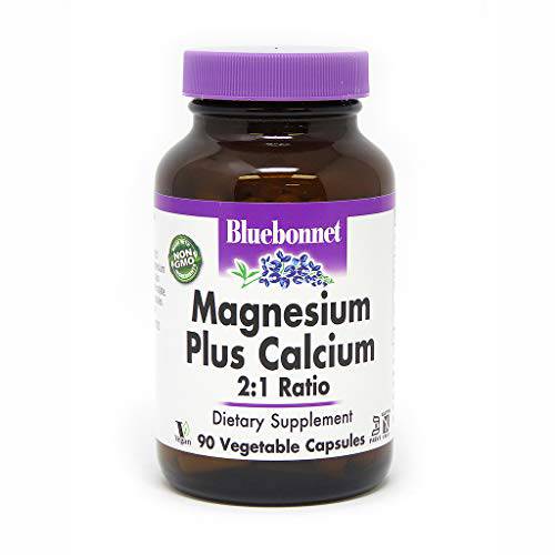 BlueBonnet Magnesium Calcium 2:1 Ratio Vegetarian Capsules, 90 Count