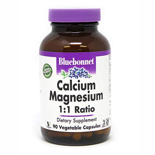 BlueBonnet Calcium Magnesium 1:1 Ratio Vegetarian Capsules, 90 Count