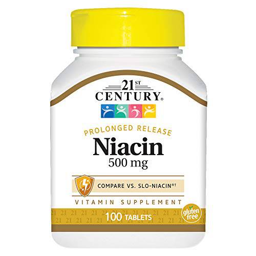 21st Century Niacin 500 mg Prolonged Release Tablets, 100 Count (27474)
