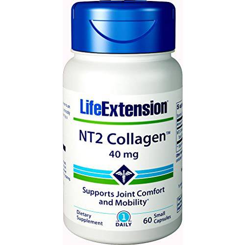 Life Extension NT2 Collagen - Undenatured Type II Collagen Supplement to Support Joint Mobility – Type 2 Collagen for Joints Cartilage Health - Non-GMO, Gluten-Free, Once-Daily - 60 Small Capsules