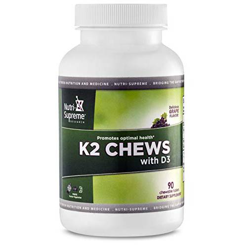 Nutri Supreme Research K2 with D3 Chews Grape Flavor 90 Count