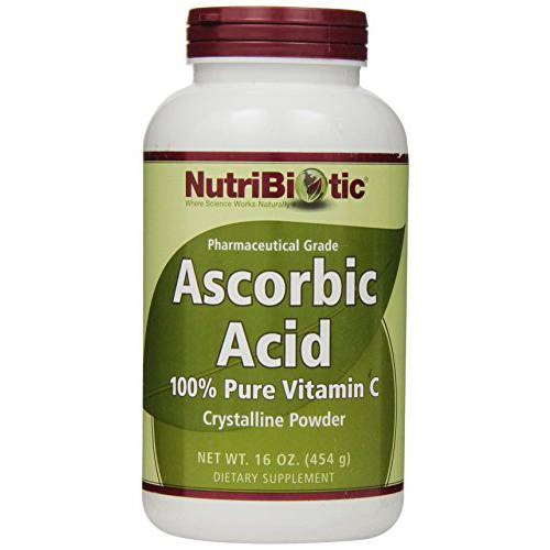 NutriBiotic Ascorbic Acid Vitamin C Powder, 16 Oz | Pharmaceutical Grade L-Ascorbic Acid, 2000 Mg Per Serving | Essential Immune & Antioxidant Collagen Support Supplement | Vegan, Gluten & GMO Free