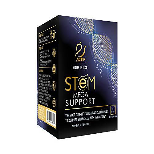 Actif Stem Cell Mega Support with 15 Factors - Non-GMO, 2 Month Supply, Made in USA