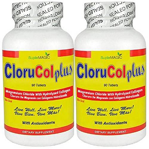 Magnesium Chloride and 500 mg of Hydrolyzed Collagen - Pack of 2 - Dietary Supplement Tablets