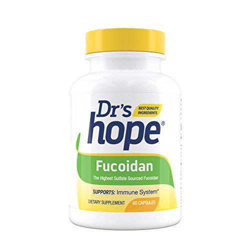 Dr’s Hope Vegan Fucoidan Supplement- 90mg 60 Capsules| Antioxidant Rich 85% Highest Sulfate Amount| Brown Seaweed Extract For Immune Health Support| 1 Capsule per serving| Non-GMO, Gluten & Sugar Free