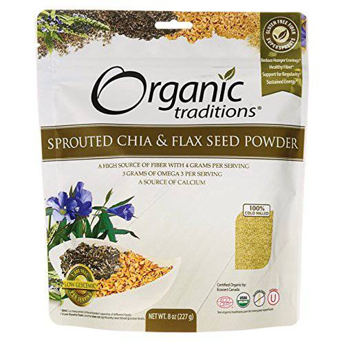 Organic Sprouted Chia & Flax Seed Powder 8 Ounce (227 Grams) Pkg