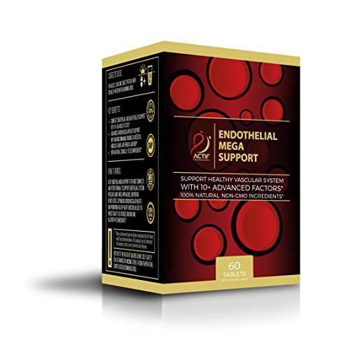 Actif Endothelial Mega Support with 10+ Factors, Maximum Endothelial System Support, Non-GMO, 60 Count