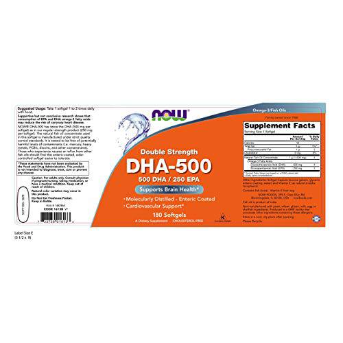 Now Foods, (3 Pack) DHA-500/EPA-250, Double Strength, 180 Softgels