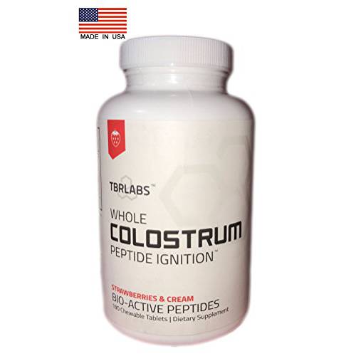 Bovine Colostrum Chewable Tablets - TBR Labs - with Immunoglobulins and Lactoferrin - for Immune & Gut Health, USA Sourced, 100% First Milking - Strawberries & Cream - 180 Tablets (90 Servings)