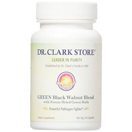 Dr Clark Green Black Walnut Blend - Freeze Dried Hull Dietary Supplement, Extra Strength Formula from All Natural Walnuts, Supports Healthy Intestinal Environment, 360mg, 50 Capsules