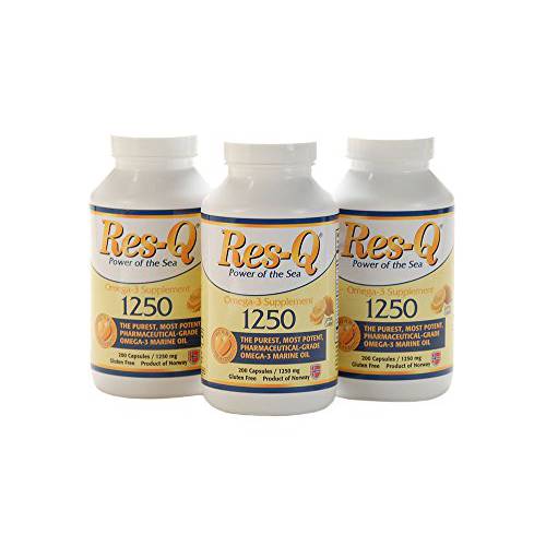 Res-Q 1250 Omega-3 Lemon Coated Fish Oil 200 Capsules 3-Pack