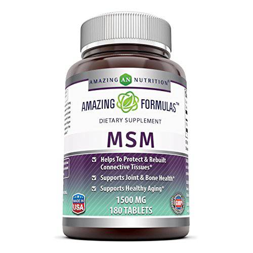 Amazing Formulas MSM (Methylsulfonylmethane) Dietary Supplement Tablets (Non-GMO, Gluten Free) Per Bottle - Promotes Joint Health, Detoxification, Supports Healthy Hair, Skin and Nails (1000mg, 200)