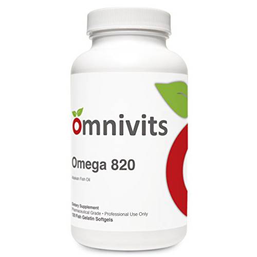 Omnivits Omega 820 | Concentrated Alaskan Fish Oil | 820mg of EPA & DHA | Omega 3 Fatty Acids | Enteric Coating for Easy to Swallow & Optimally Absorbed | 120 Softgels
