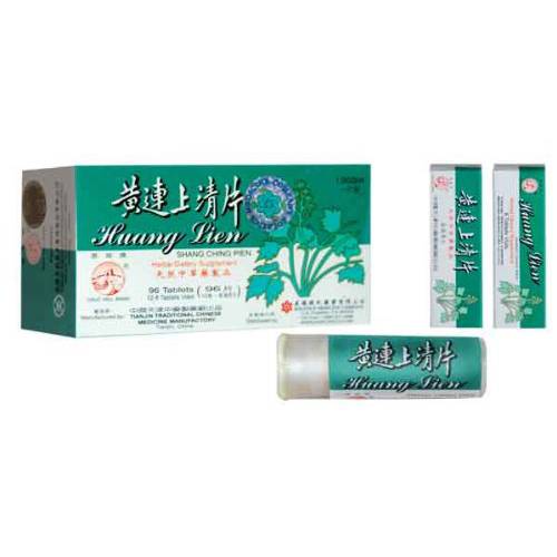 Huang Lien Shang Ching Pien Herbal Supplement (Throat, Upper Respiratory, Stomach, Immune Health) (96 Tablets) (1 Box)