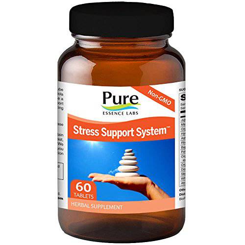 Pure Essence Labs Stress Support System - Best Immune Support - Immunity Booster & Dietary Supplements - Headache & Stress Relief - Gives Natural Calm (60 Tablets)