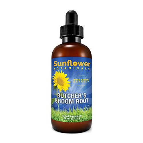 Sunflower Botanicals Butcher’s Broom Extract, 2 oz. Glass Dropper-Top Bottle, Vegan, Non-GMO and All-Natural, Optimally Concentrated