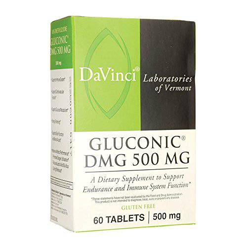 DaVinci Labs Gluconic DMG 500 mg - Dietary Supplement to Support Endurance and Immune System Function* - With 500 mg N,N-Dimethylglycine per Tablet - Vegetarian - Gluten-Free - 60 Chewable Tablets