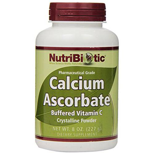 NutriBiotic - Calcium Ascorbate Vitamin C Powder, 8 Oz | Essential Antioxidant & Collagen Supplement Buffered with Calcium | Non Acidic & Easier on Digestion than Ascorbic Acid | Gluten & GMO Free
