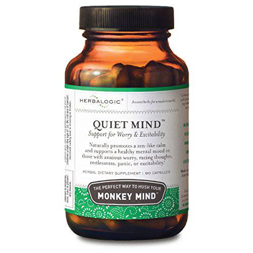 Herbalogic - Quiet Mind Herb Capsules - Non-Sedating, Promotes a Feeling of Zen-Like Calm - Eases Anxious Worry and Panicky Mood - Based on The Traditional Chinese Formula GUI Pi Tang - 90 Cap Count