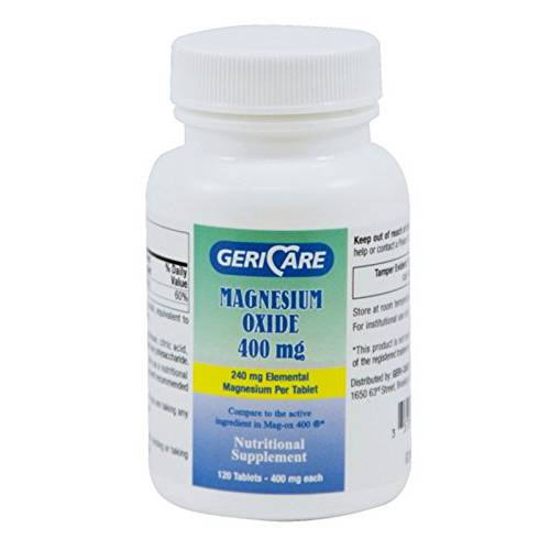 Geri Care Magnesium Oxide 400 mg, 120 Tablets Per Bottle (6 Bottles)