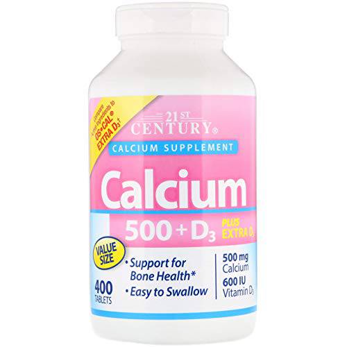 21st Century Vitamins Calcium 500 Plus Extra D Caplets, 400 Count