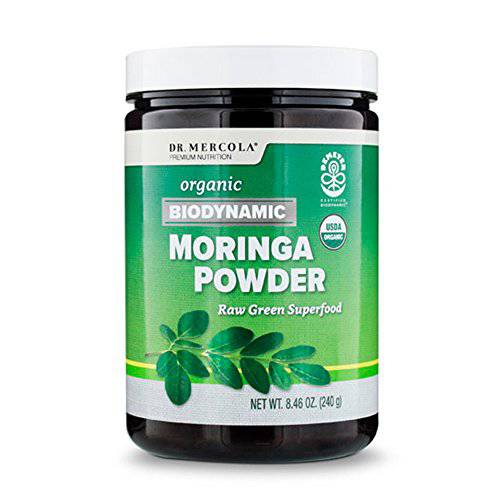 Dr. Mercola, Organic Biodynamic Moringa Powder, 8.46 oz. (240 g), 120 Servings, Non GMO, Soy Free, Gluten Free, USDA Organic