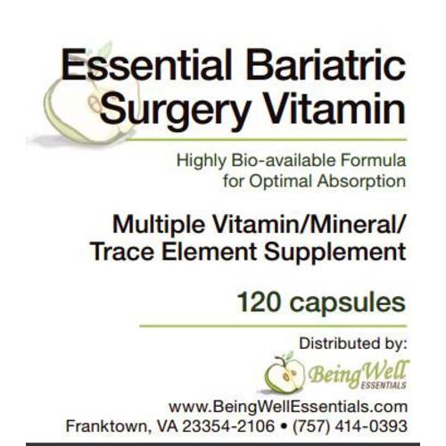 Essential Bariatric Surgery Vitamin Highly Bio-Available Formula for Optimal Absorption 120 Capsules