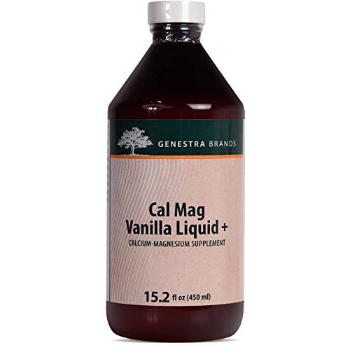 Genestra Brands Cal Mag Vanilla Liquid + | Calcium-Magnesium Supplement | 15.2 fl. oz.