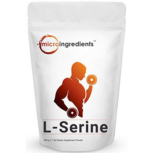 Pure L Serine Powder, 500 Grams (250 Day Supply), Filler Free, Supports Production of L-Cystine & L-Tryptophan for Brain Health, Water Soluble, No GMOs, No Gluten