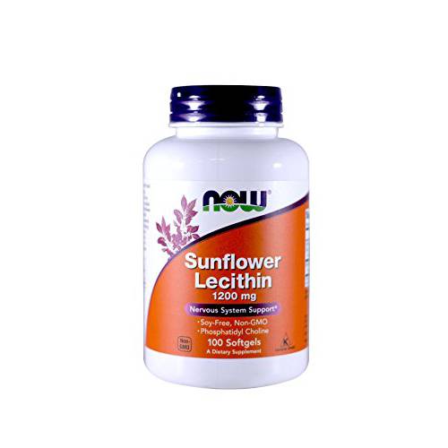 Now Foods Sunflower Lecithin Non-GMO, 1200mg, 100 Sgels (2 Pack)